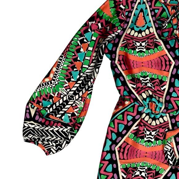 Alexia Admor Wrap Dress Womens M Multicolor Balloon Sleeve Tie Waist Boho Chic - Picture 5 of 16